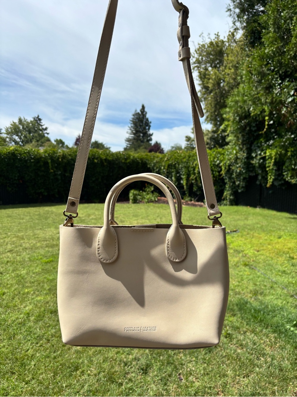 Portland Leather large raindrop Crossbody bag.